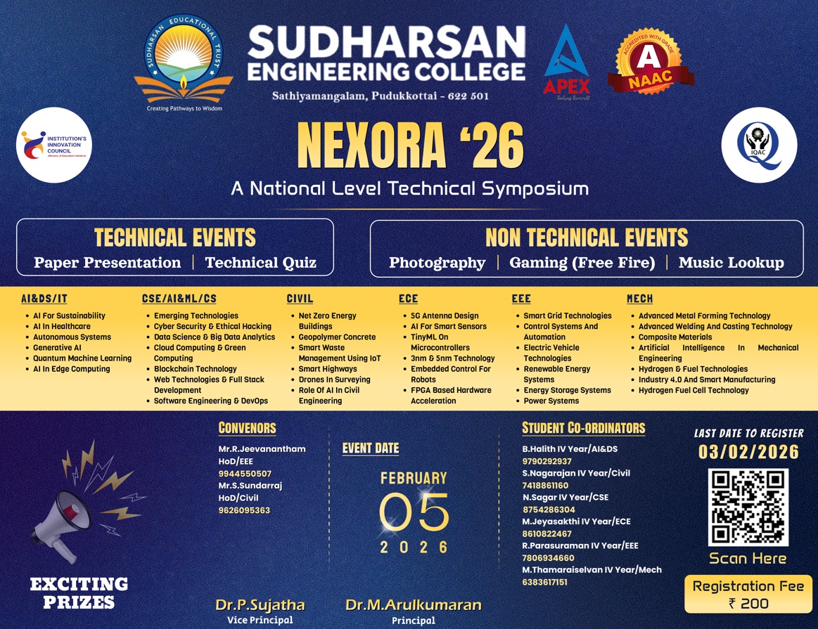 Nexora'26 National Level Technical Symposium Poster 